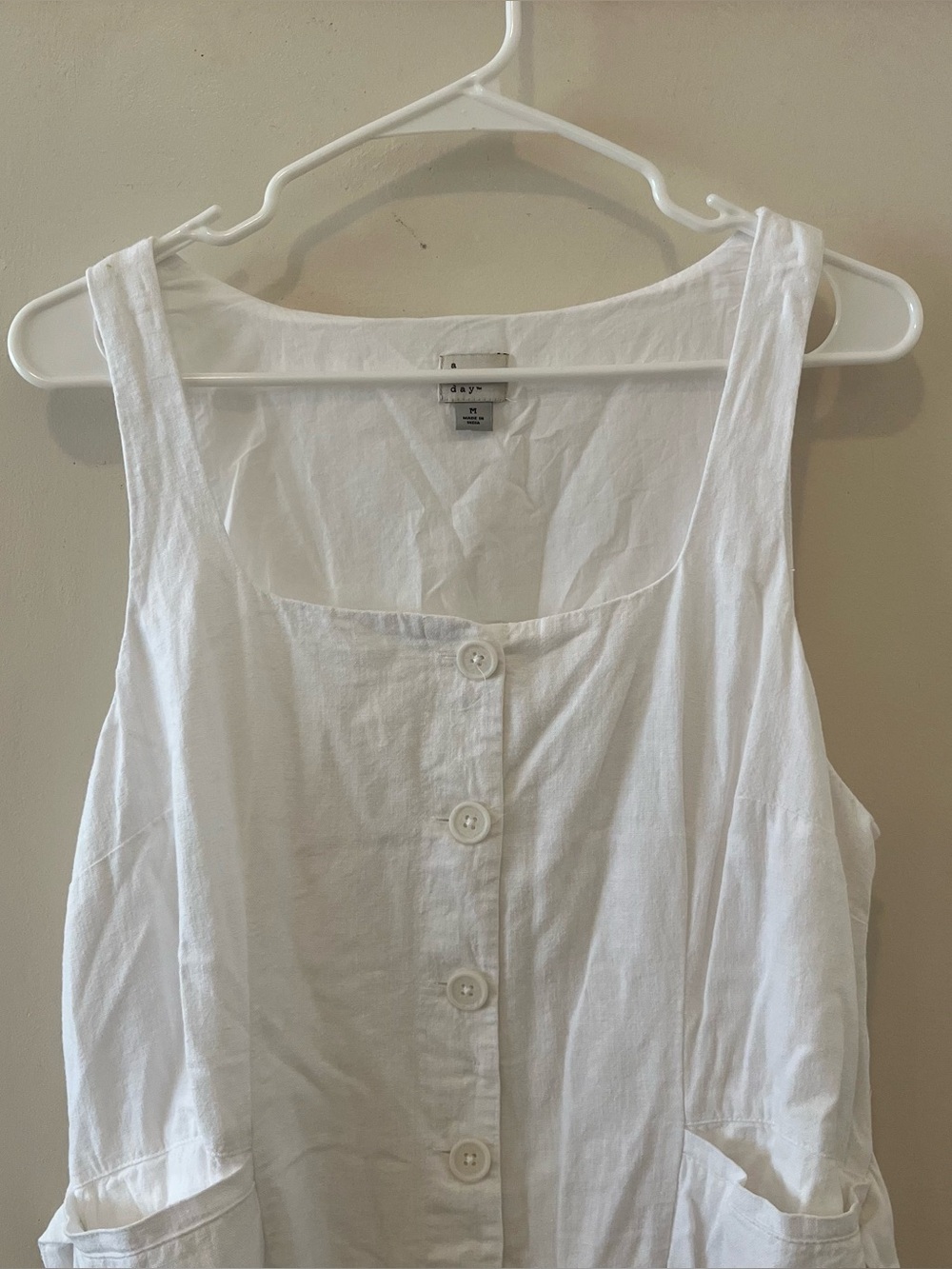 A new day | white linen blend button down sleeveless mini dress